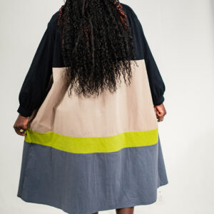 Round Collar Multi-Colour Dress