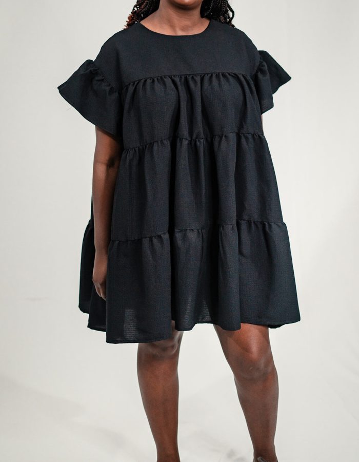 Tiered Mini Black Dress