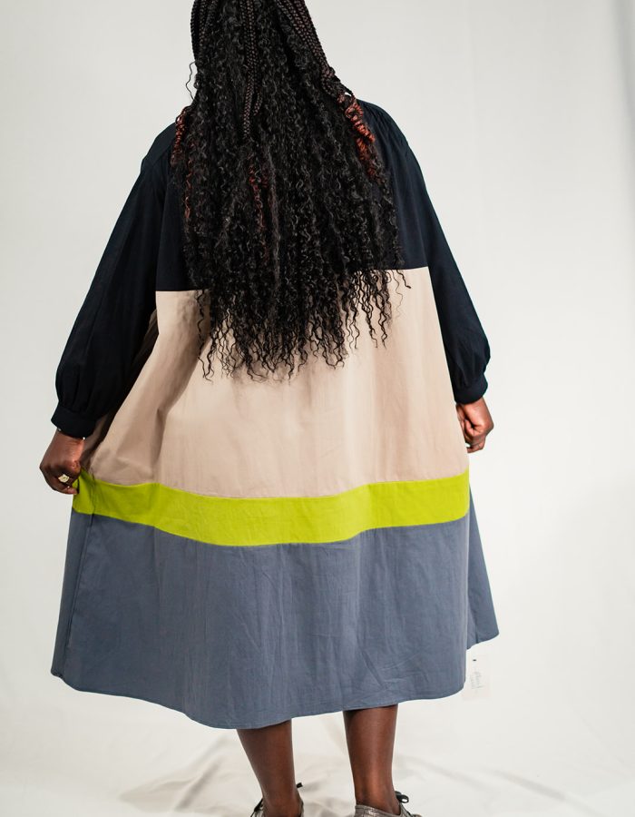 Round Collar Multi-Colour Dress